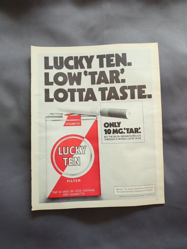 Lucky Ten Cigarette Advertisement 1970s