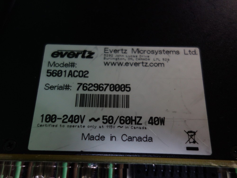 Evertz 5601ACO2 Automatic Changeover for 5601MSC Master Clock/Sync Generator