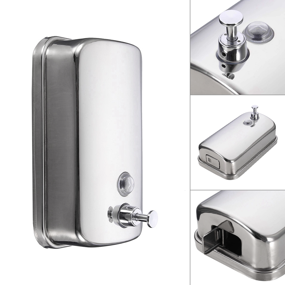 1200ml 40oz Manual Wall-Mount 304 Stainless Steel Hand Liquid Soap Gel Dispenser
