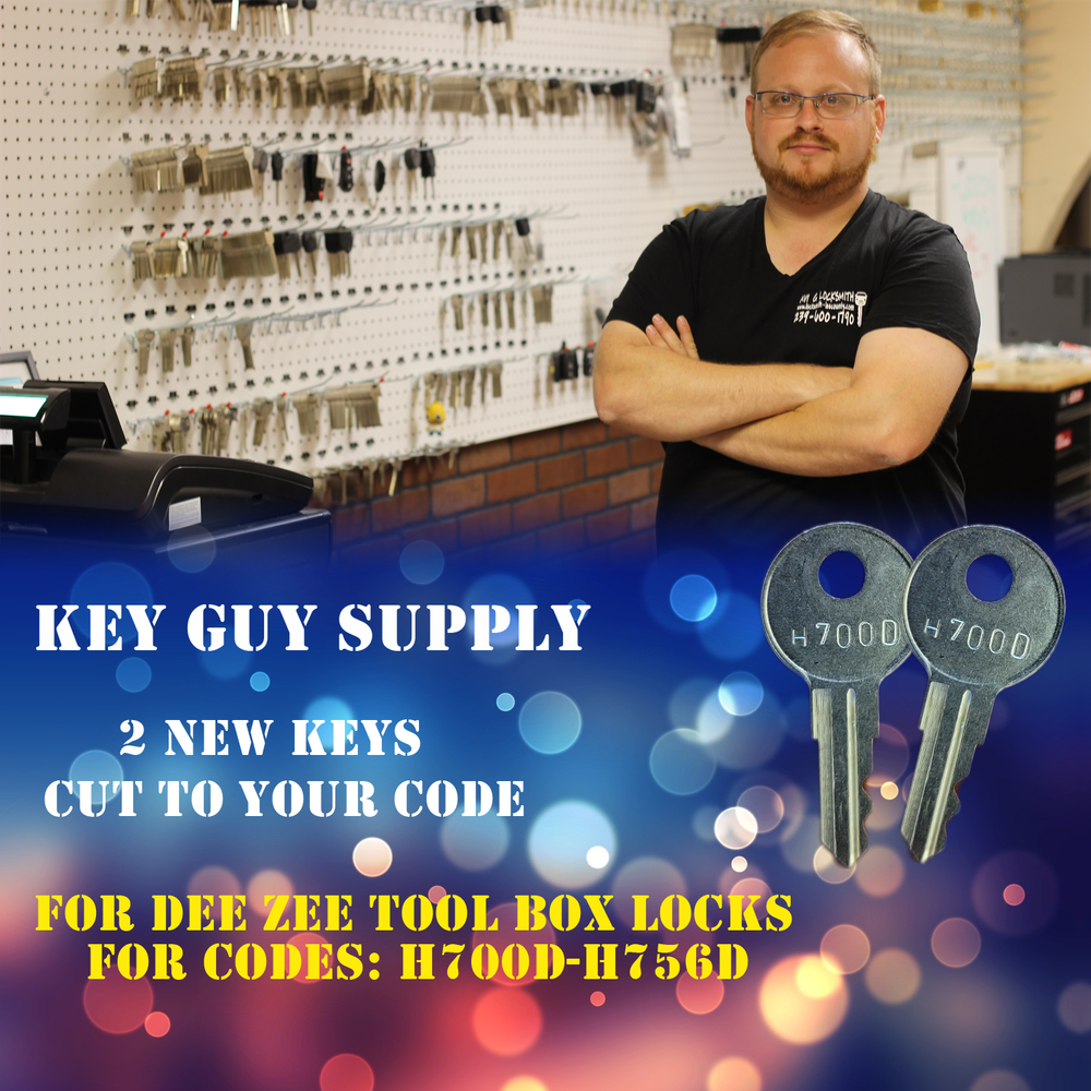 H700D-H756D, Pair of replacement keys for Dee Zee Tool Box Locks, Cut to Code.