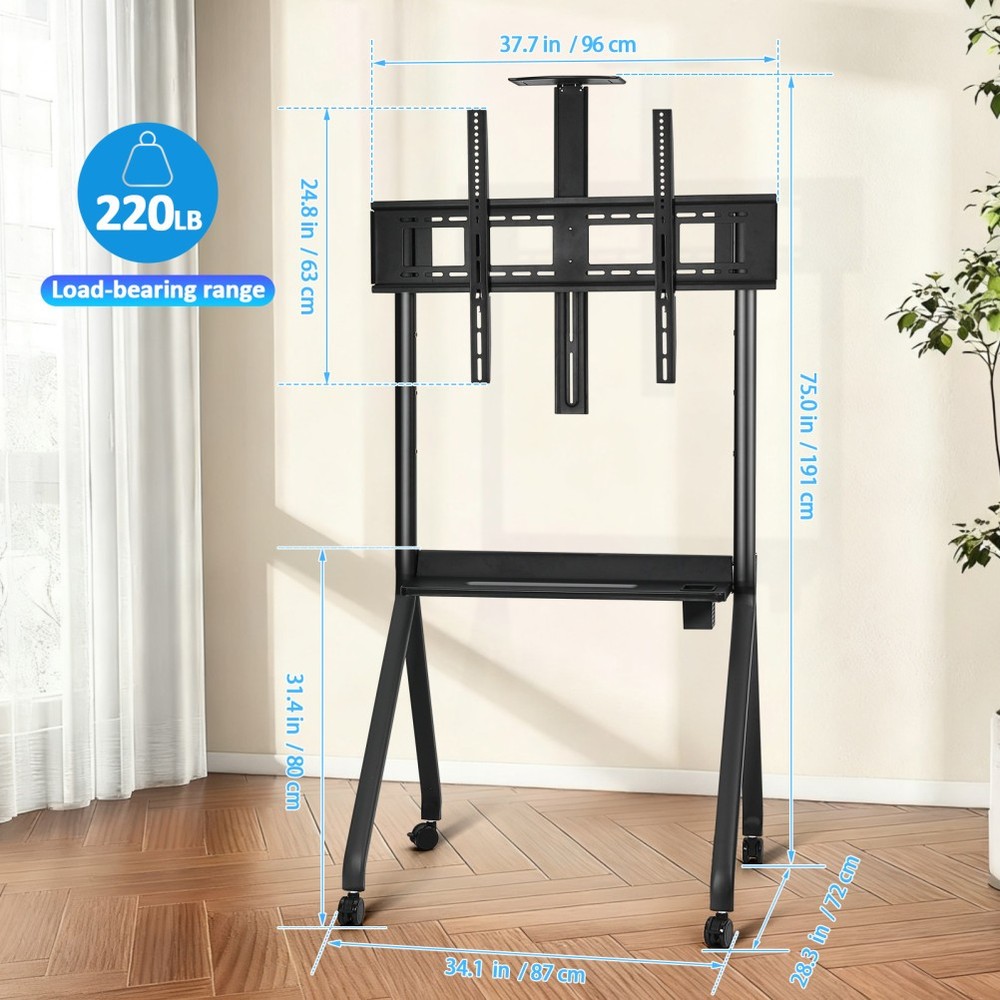Smart Board Stand,Mobile Stand,with Locable Rolling Wheels,with 4 Lockable Wheel