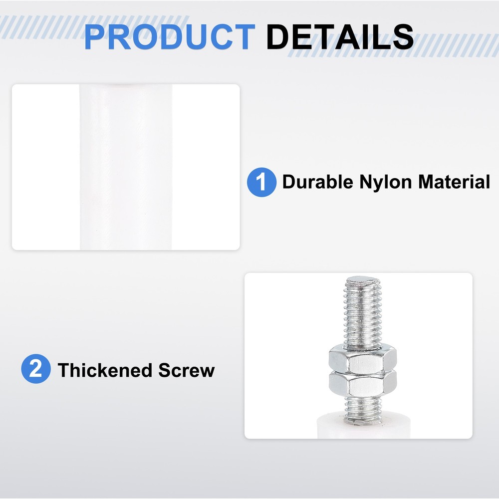 2pcs, Slide Gate Guide Roller 3" Nylon Sliding Gate Support Assembly White