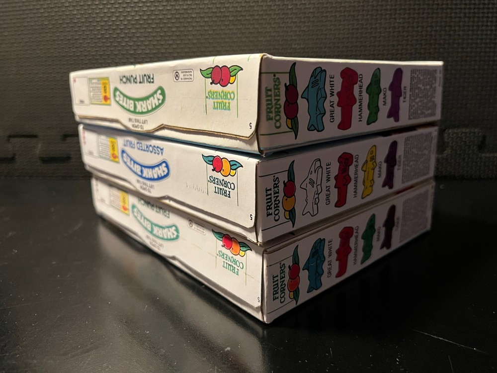 Shark Bites fruit snacks - 3 empty custom design display boxes