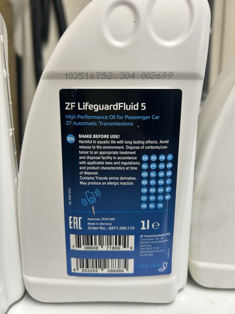 ZF Lifeguard 5 Fluid Automatic Transmission Fluid, ATF