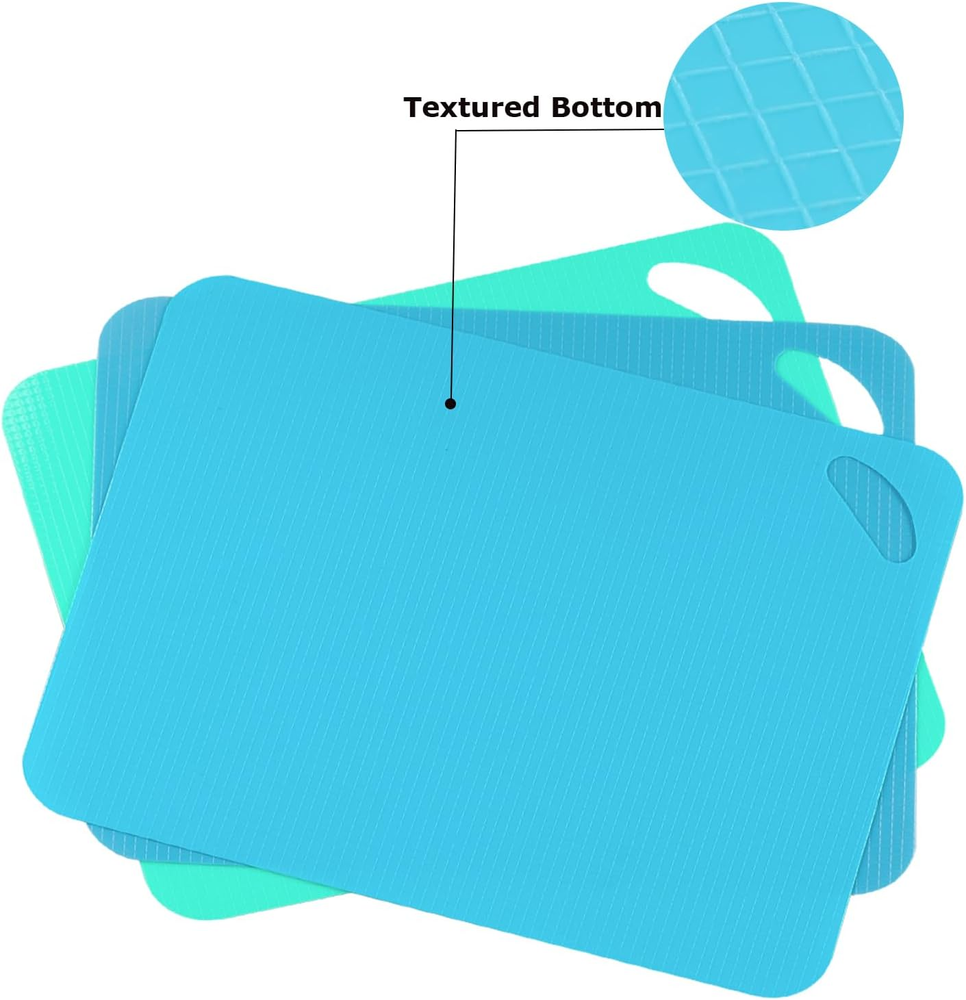 Plastic Flexible Cutting Mats for Kitchen, 3Pcs Color Coded Chopping Board Set,