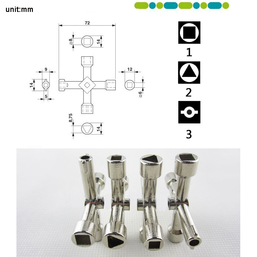 Multi-purpose Alloy Key to Elevator Lift Train Electrical Boxes Triangle Square