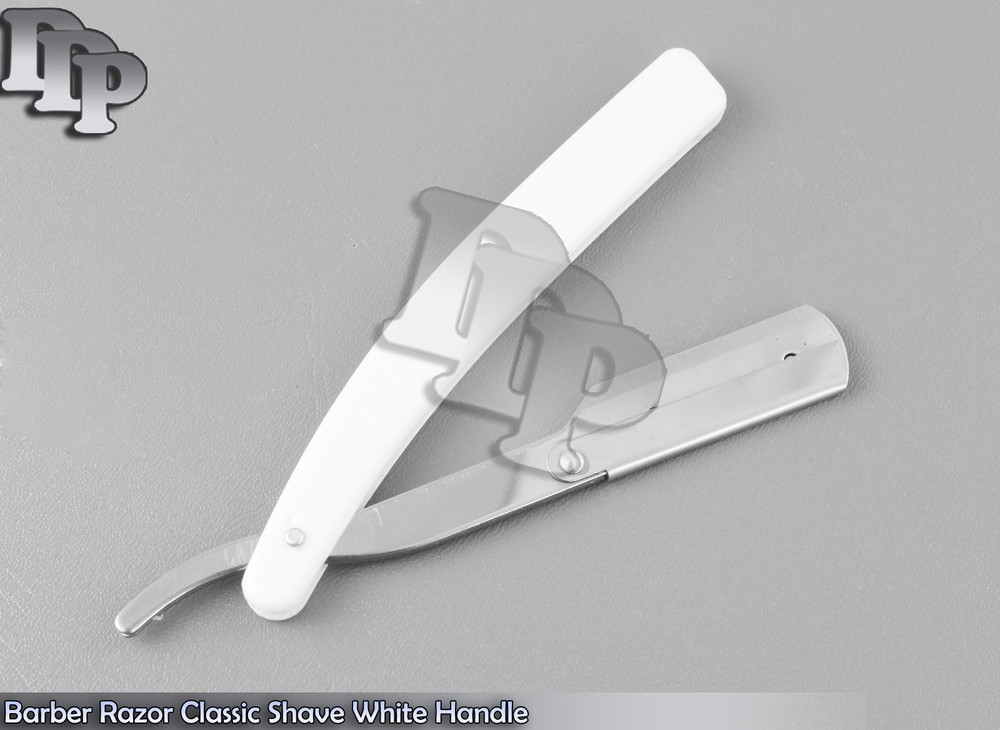 Straight Barber Razor Classic Shave White Handle