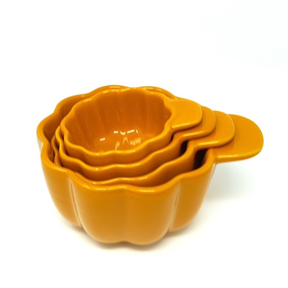 Haven & Key Pumpkin Ceramic Stackable Measuring Cups Autumn Fall Baking Set of 4