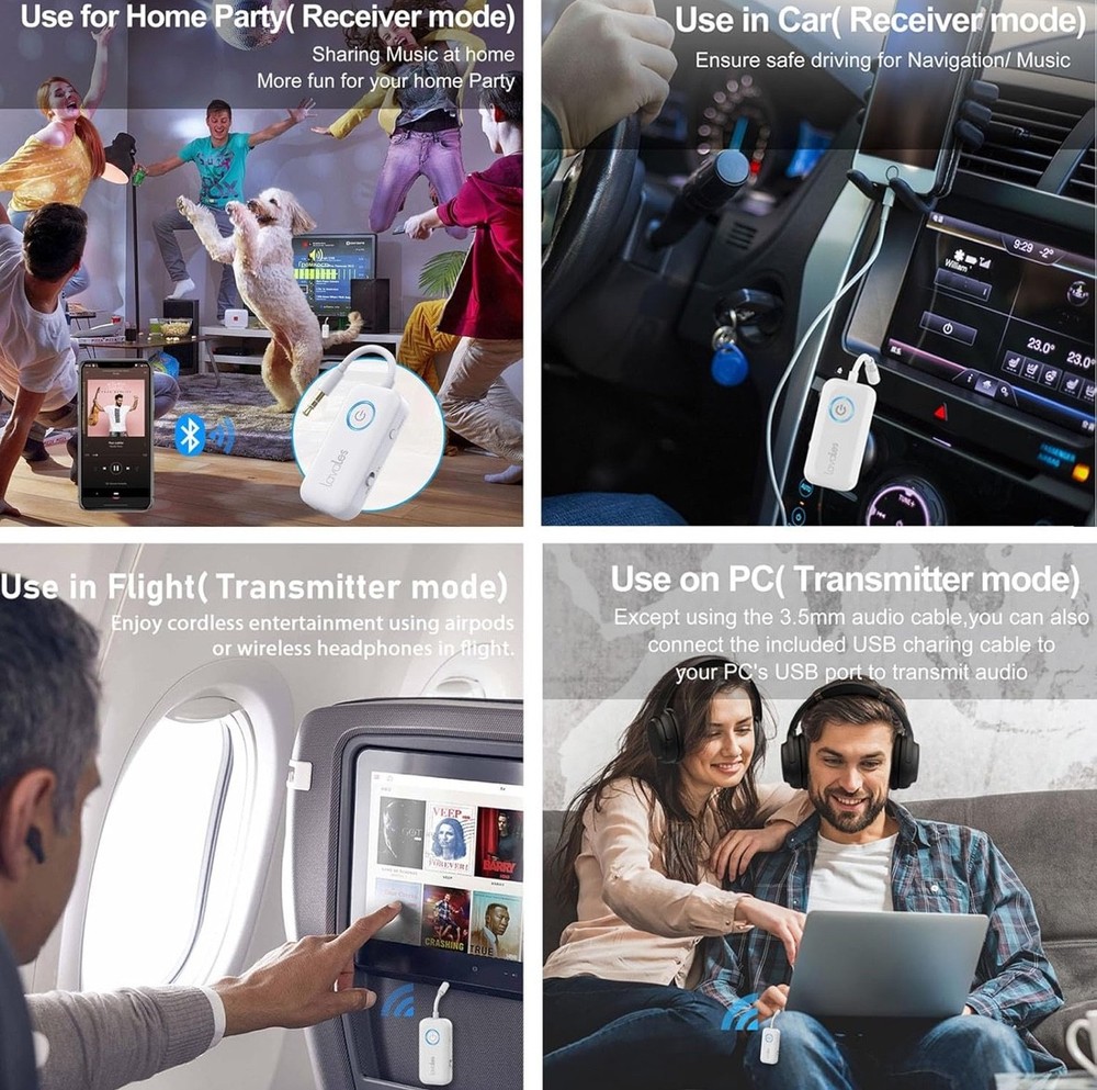 Lavales Wireless Bluetooth 5.3 Audio Transmitter Receiver Adapter.