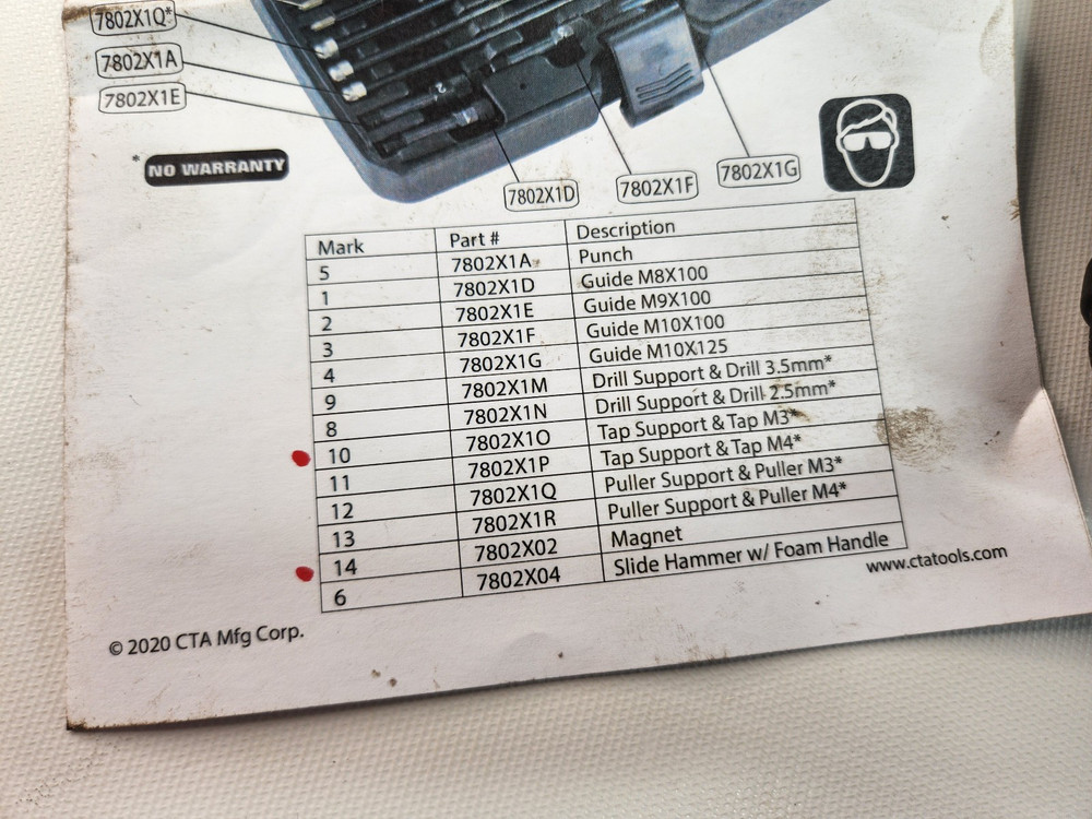 CTA Tools 7802 Glow Plug Tip Puller Kit - Preowned - Read Description