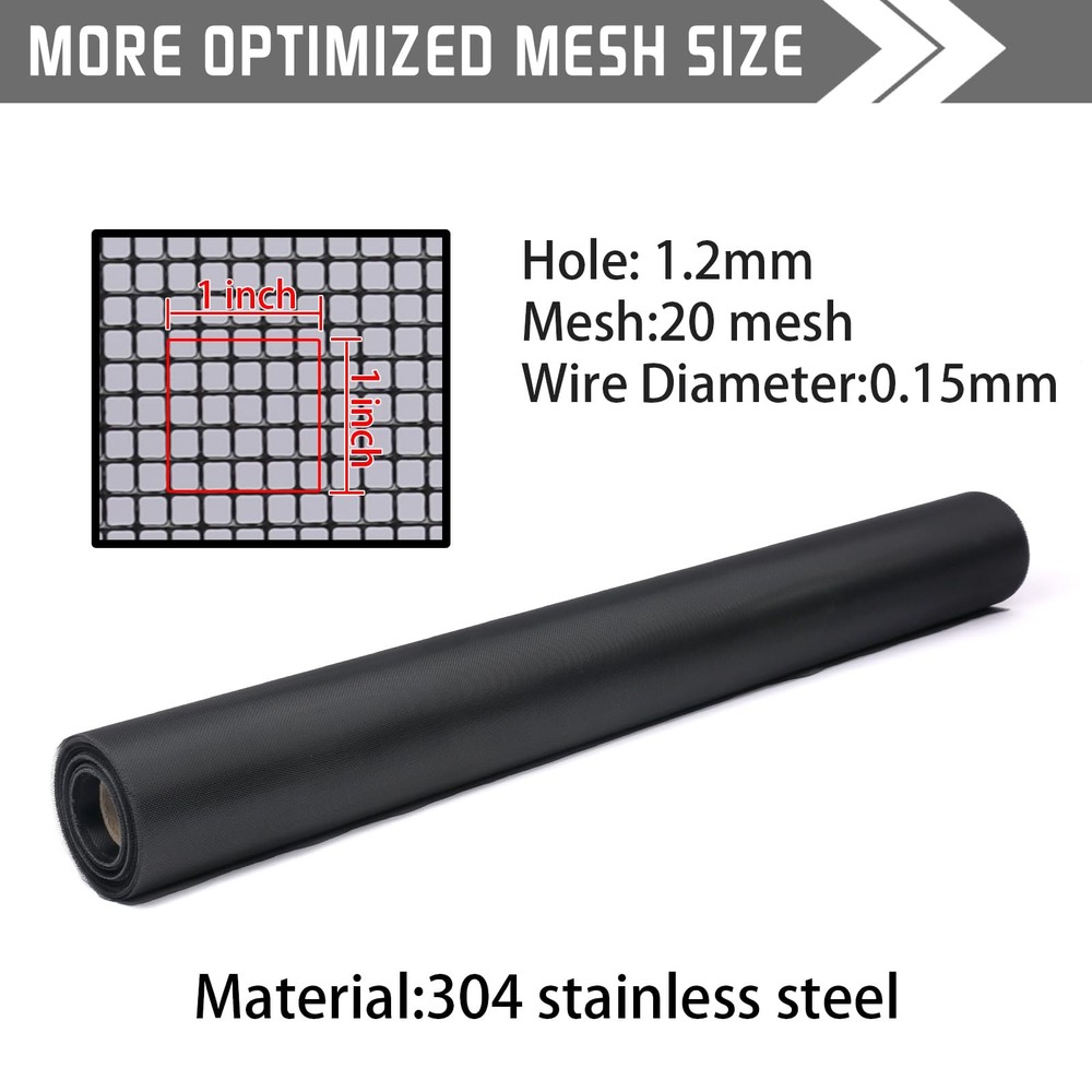 304 Black Stainless Steel Robust & Shielding Window Screen Replacement Mesh S...