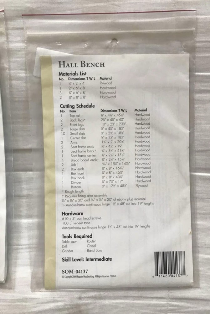 Building Plans - Deck - Picnic table - Hall bench￼YOUR CHOICE