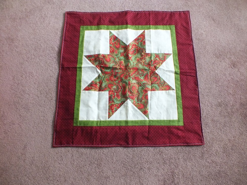 Beautiful Handmade Quilted Table Runner Multicolor 25x25" Reversible