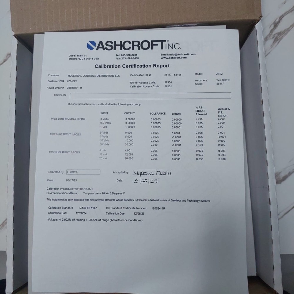 ASHCROFT ATE-2 HANDHELD PRESSURE CALIBRATOR With System Protection Modules