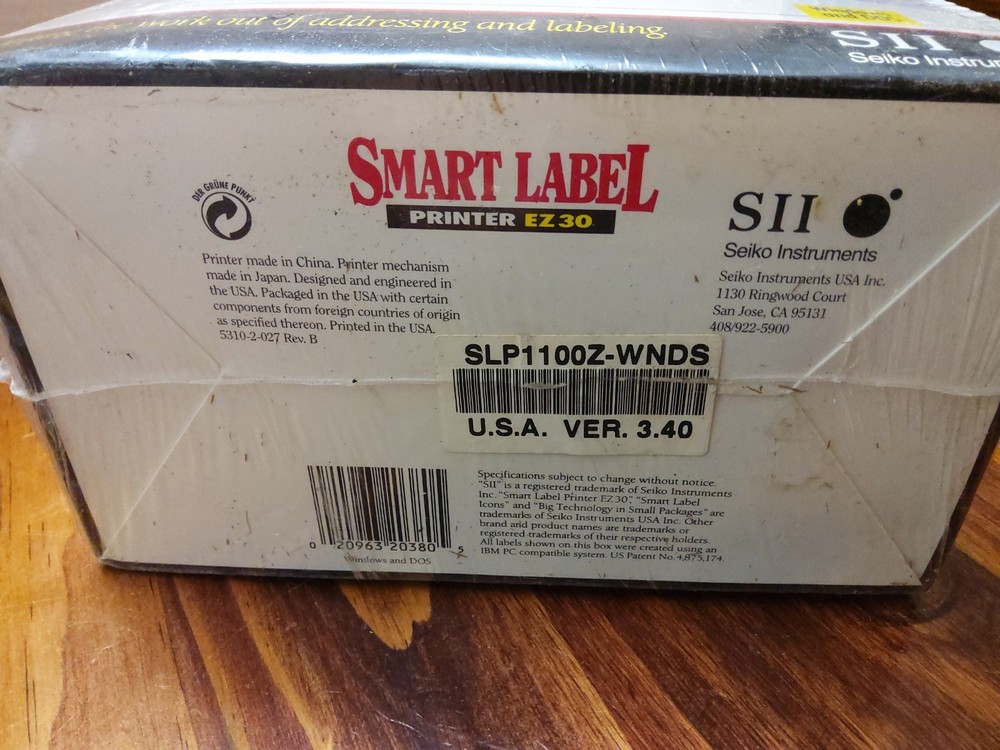 Seiko SII Smart Label Printer EZ30, Sealed Box