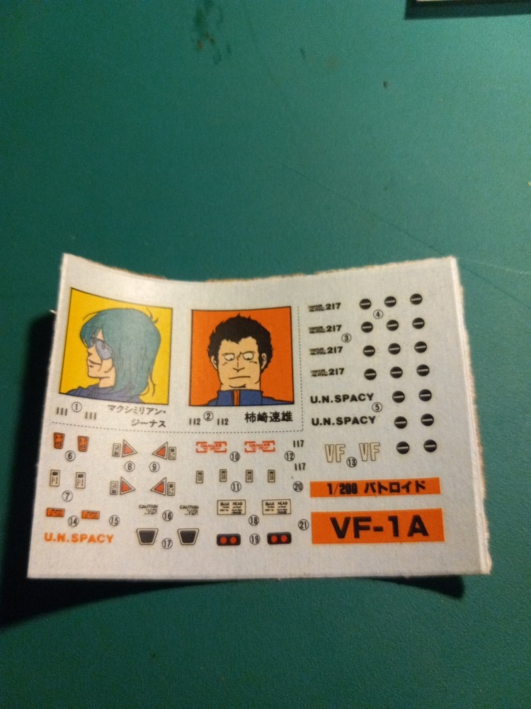 Max million Ben Dixon Robotech Decal Transfer Sheet