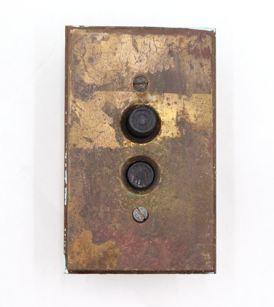 Vintage Two Push Buttons Brass Switch Plate