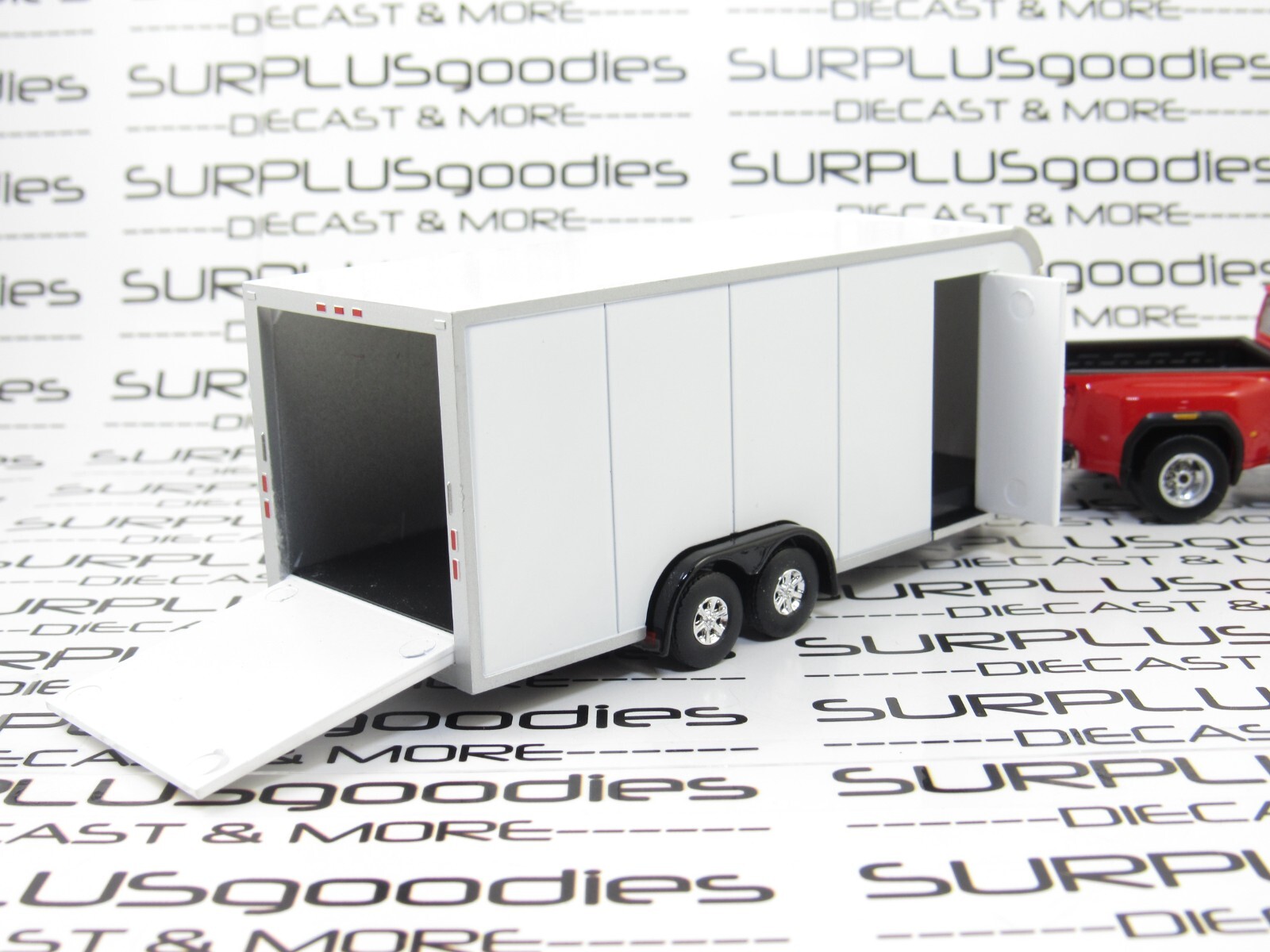 Greenlight LOOSE 2022 GMC SIERRA 3500HD Dually Pickup w/White Enclosed Trailer R