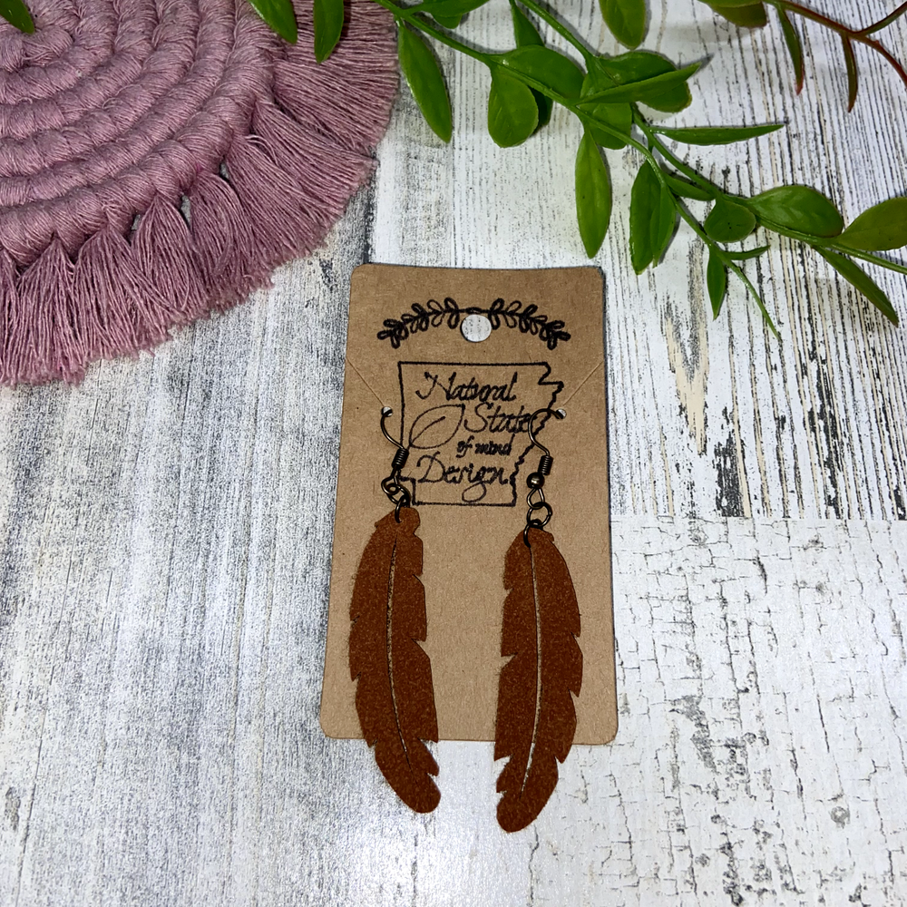 Handmade Boho Felt Feather Dangle Earrings