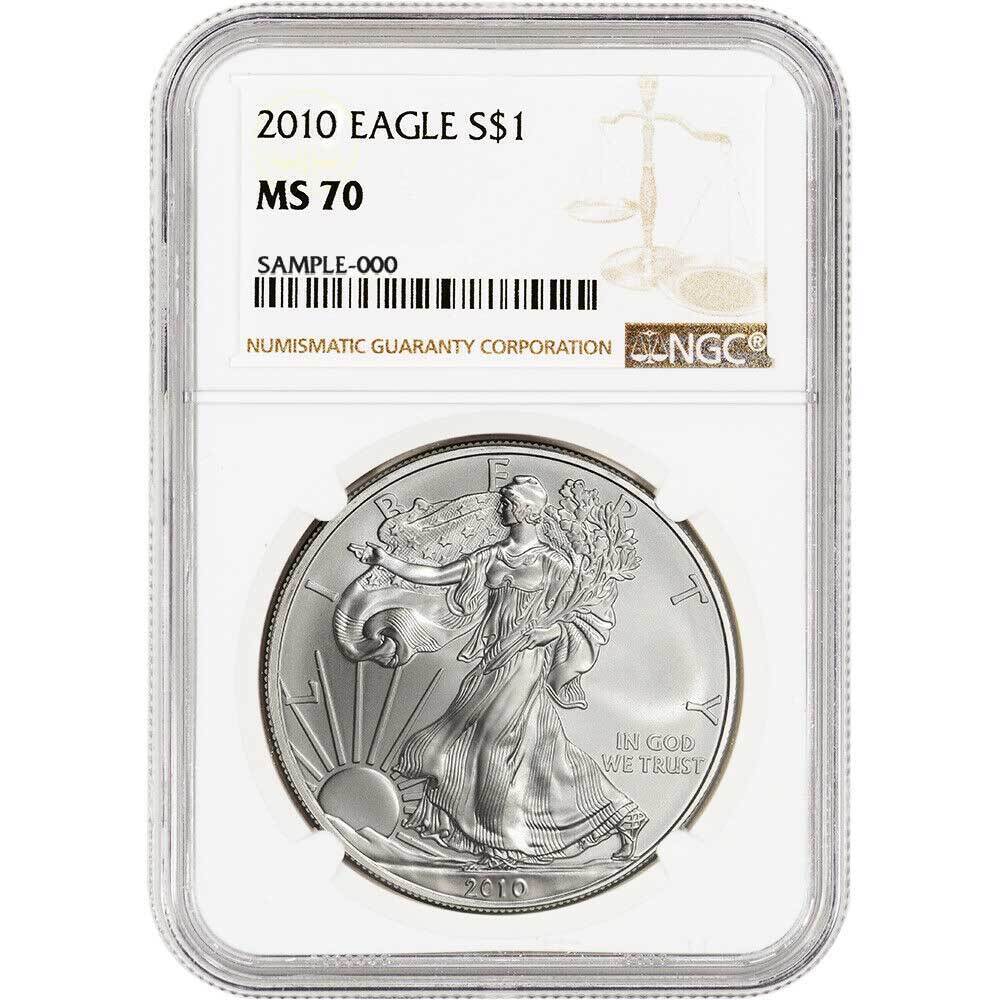 2010 $1 American Silver Eagle NGC MS70 Brown Label