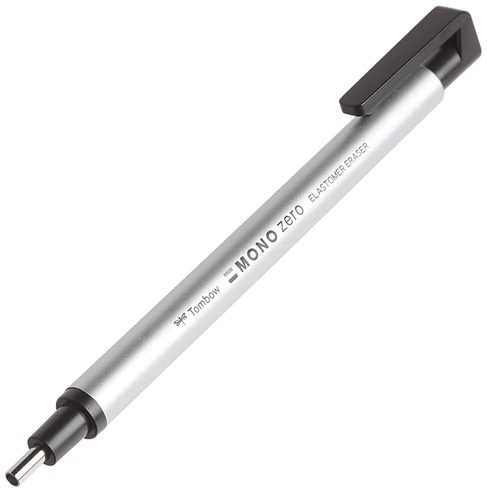 Tombow Mono Zero Eraser, Round 2.3mm Tip, Silver