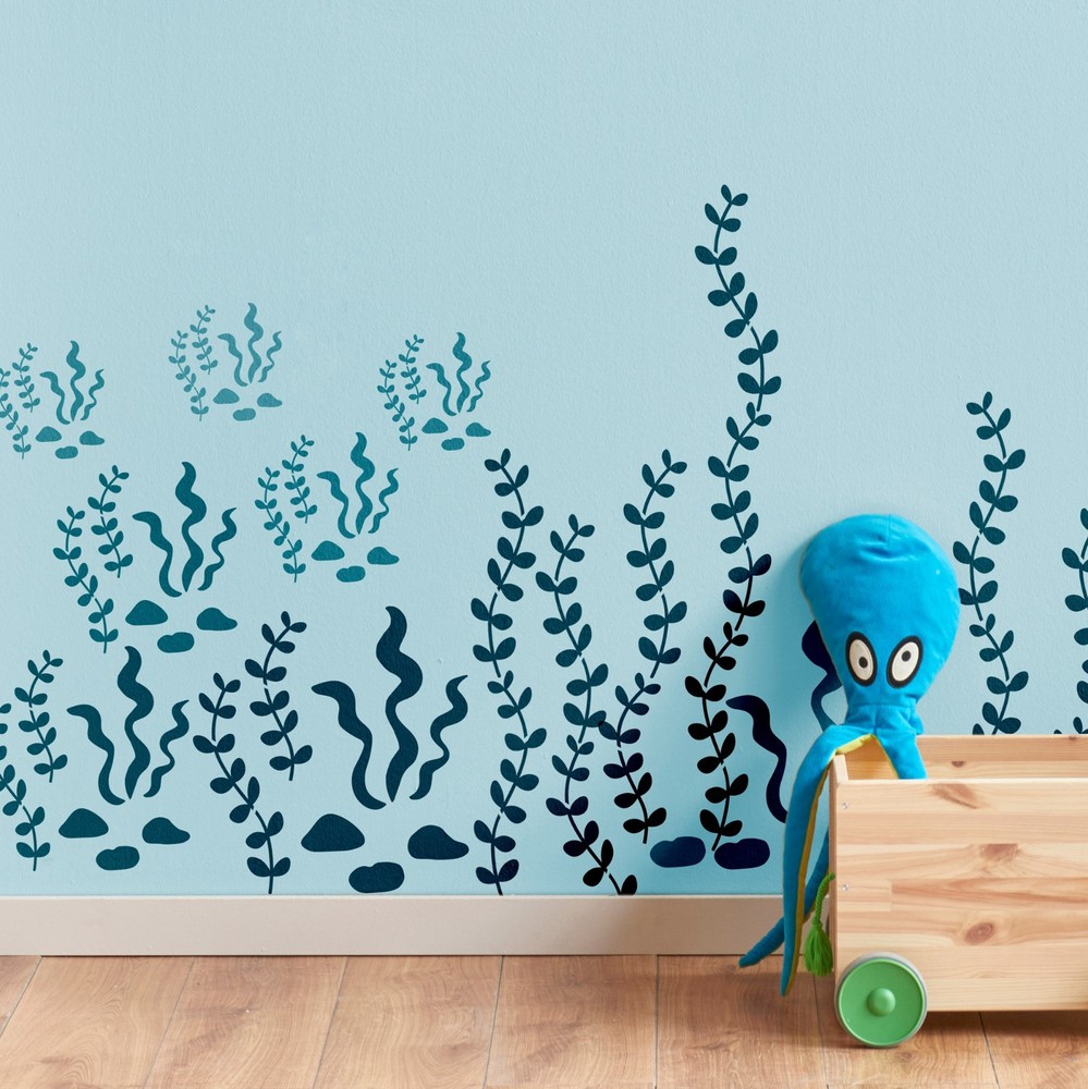 KIDS Reusable Plastic Stencils (5 pcs) // SEAWEED - ALGAE