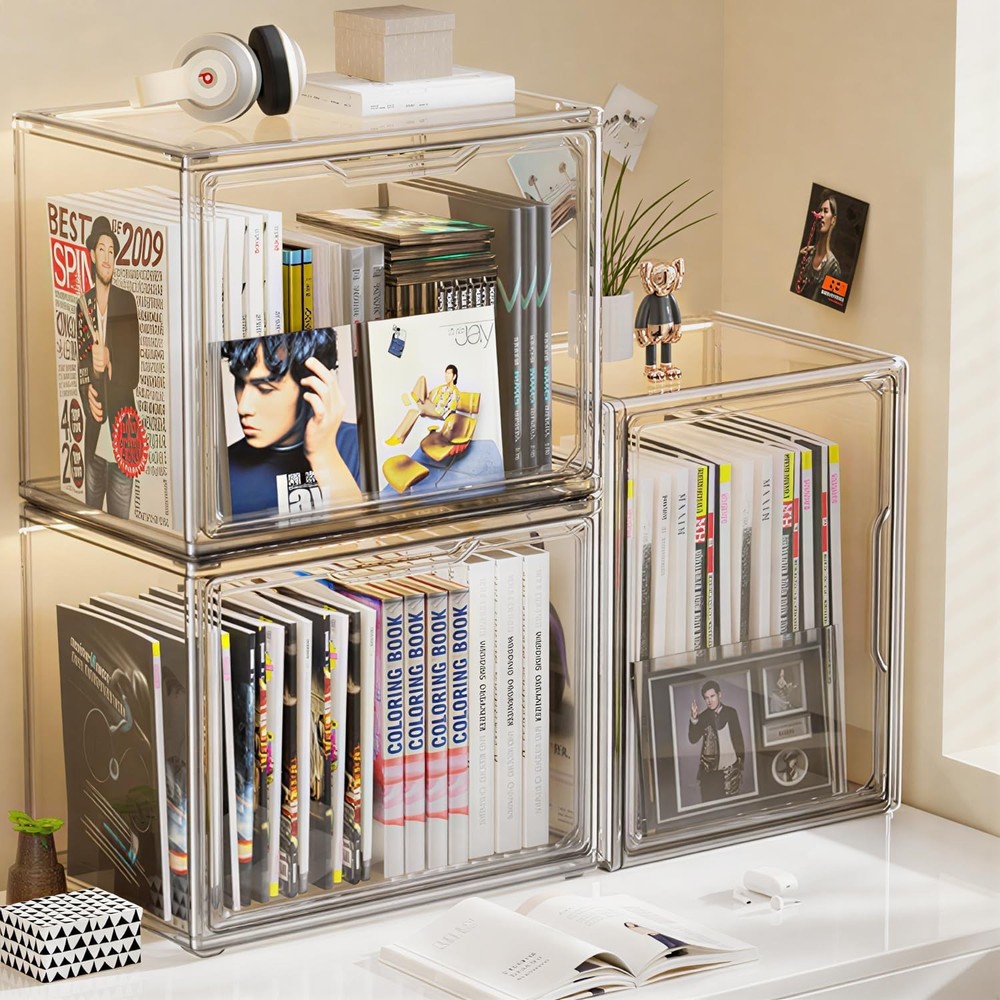 Clear Stackable Storage Bins, Acrylic Display Case, Acrylic Boxes with Lids, ...