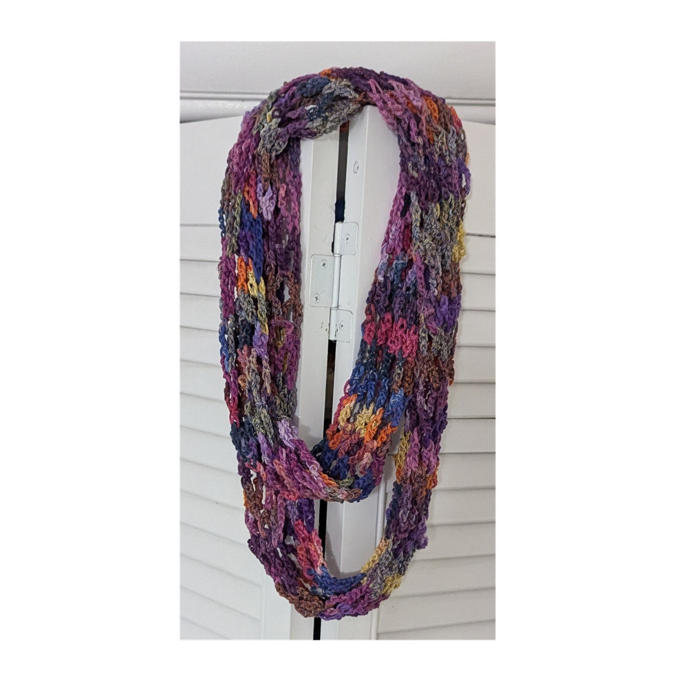 Handmade Multicolor Crochet Infinity Mesh Scarf Wrap