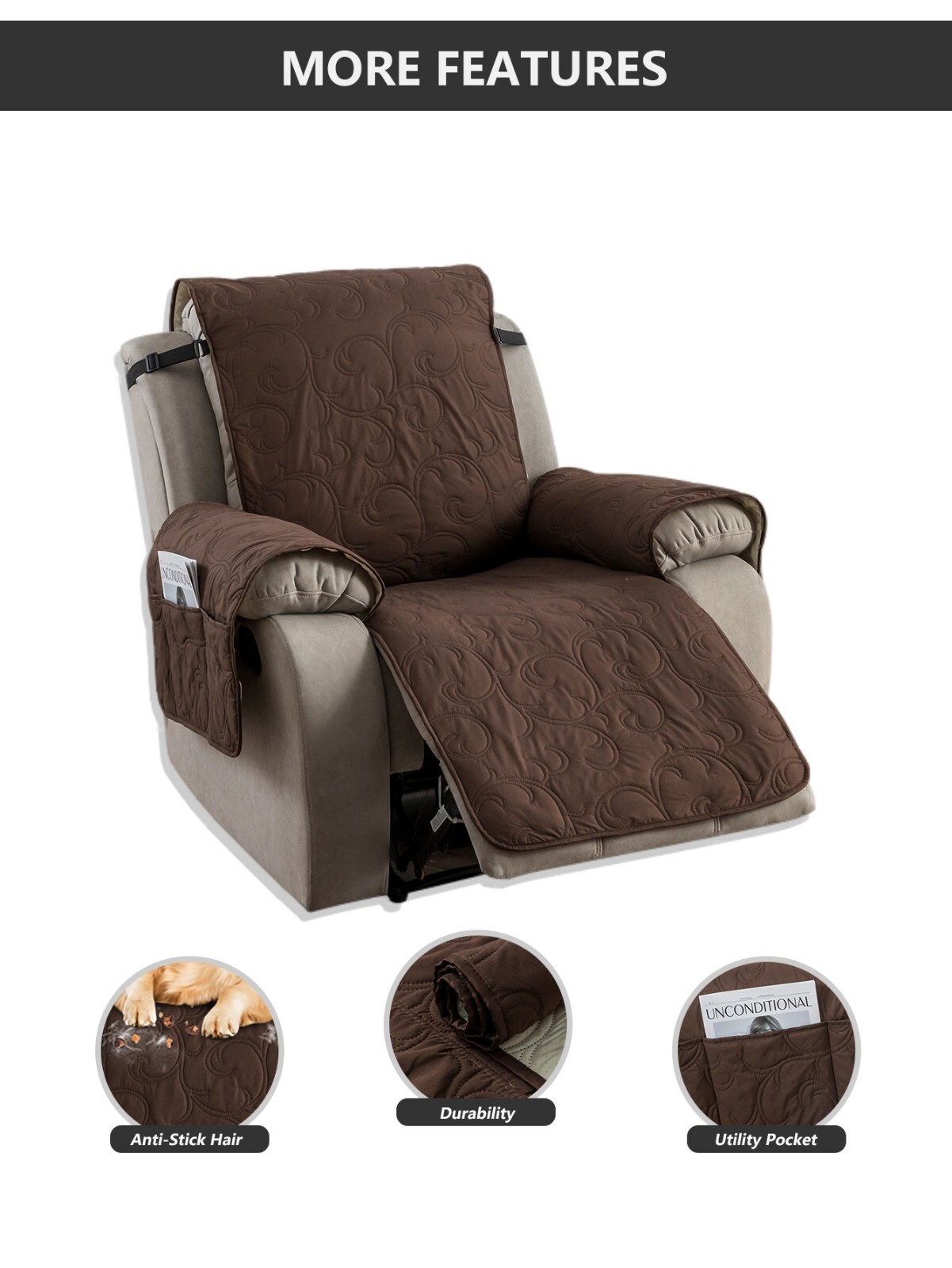 100% waterproof recliner cover, non-slip washable recliner cover, living room,