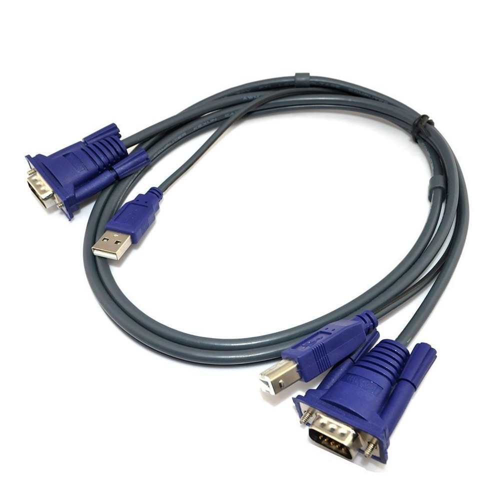 2-PORT KVM SWITCH + 2x SET 3-IN-1 USB KVM CABLES FOR PC