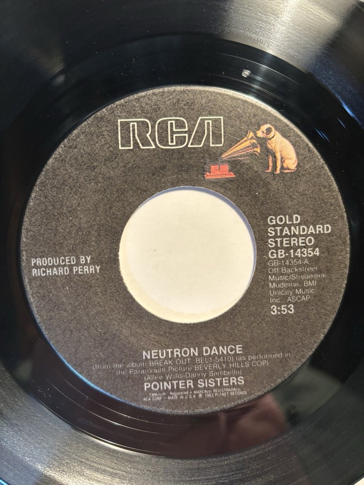 Pointer Sisters “Neutron Dance” RCA 7” 45 REISSUE Strong VG+