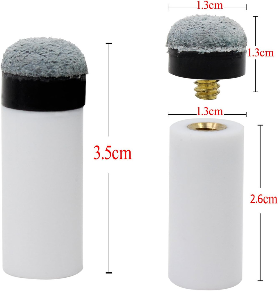 OCR 10Pcs 13Mm Soft Grey Cue Tips Billiard Replacement Screw-On Tips with Pool C