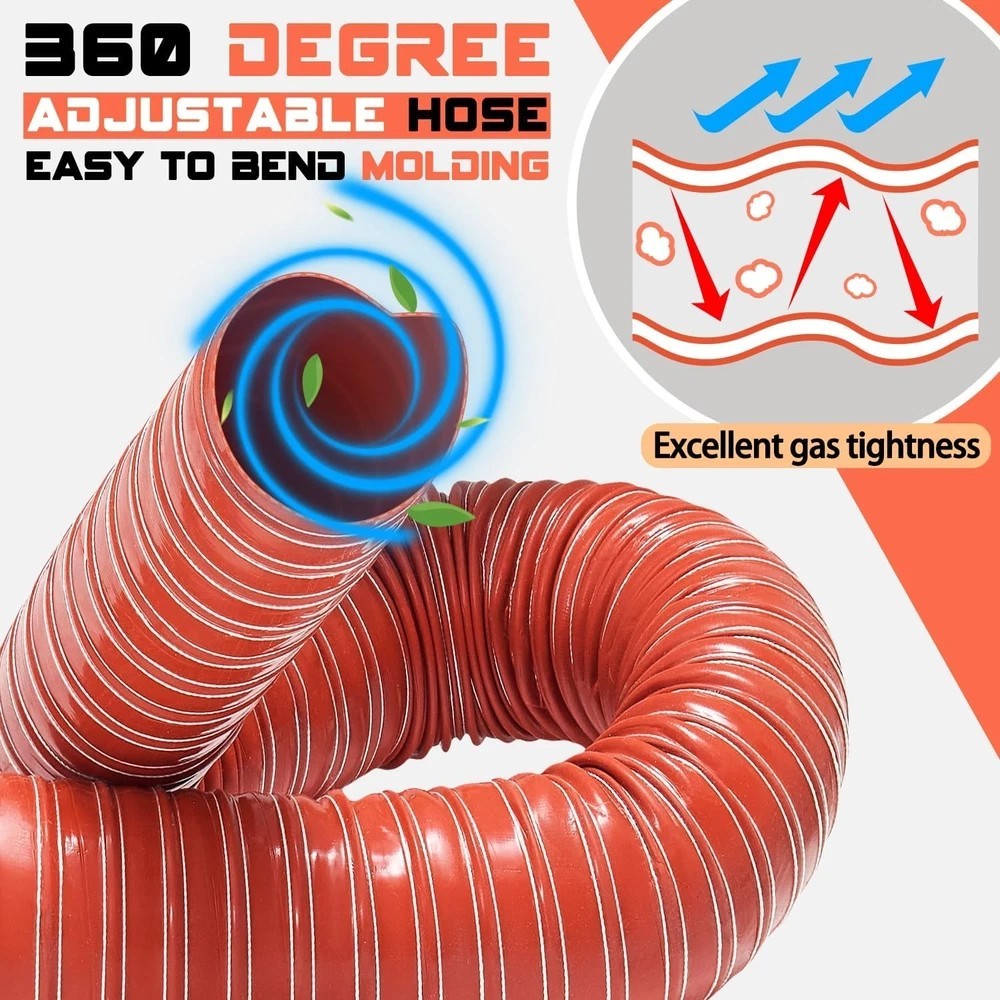 2 in Intake Hose Automotive Air Duct Hose Length 3 Meter (10 Feet) Double-Layer