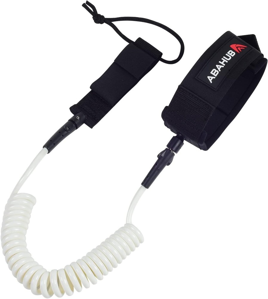 10ft Coiled SUP Leash for Surfboards & Paddleboards, White