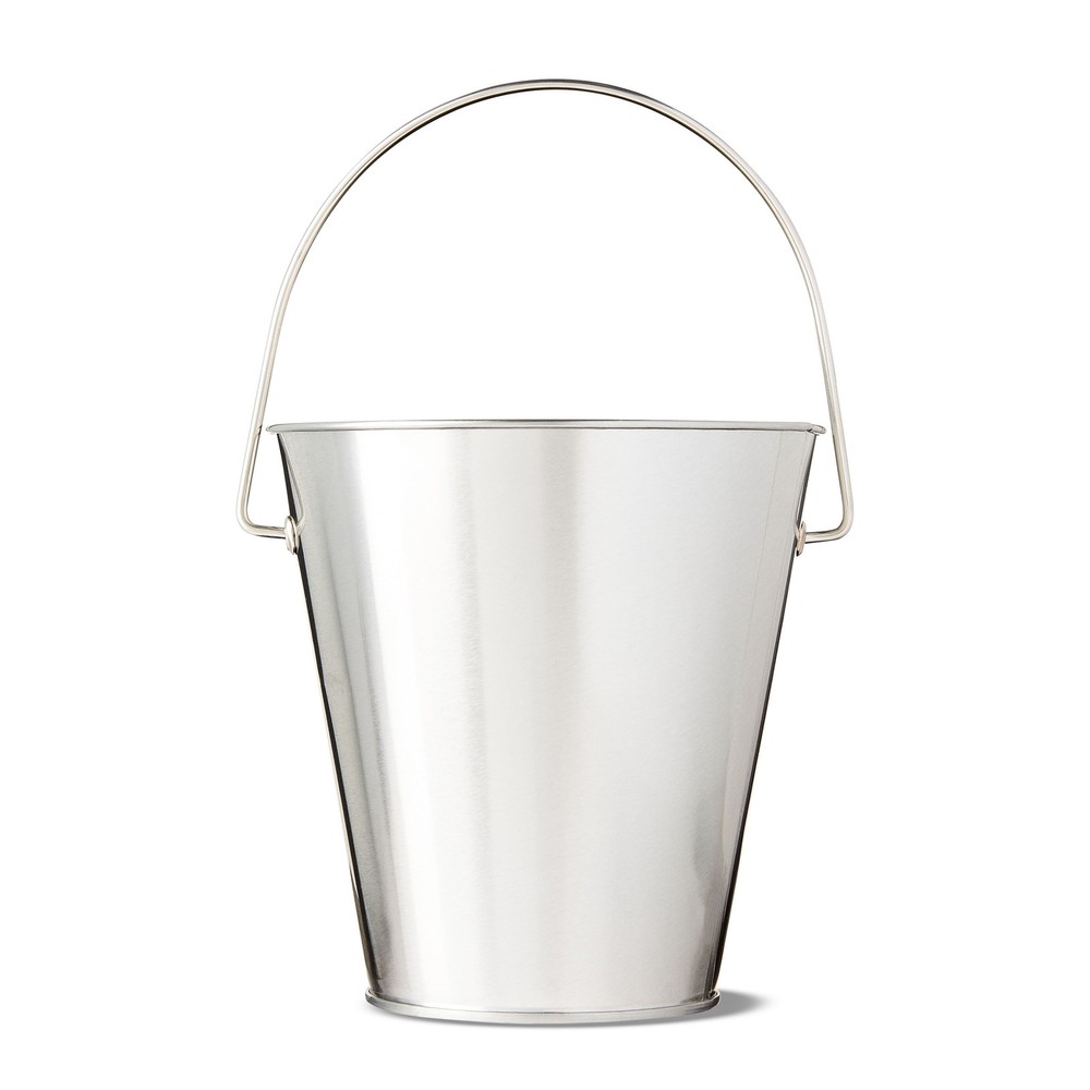 Silver Tin Pail with Handle, 4.6"