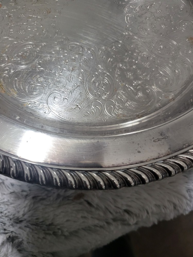 Silver Serving Dish, Poole Silver, 12" , Vintage!