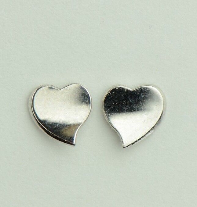 14K Solid White Yellow Gold Heart Shape Stud Earrings