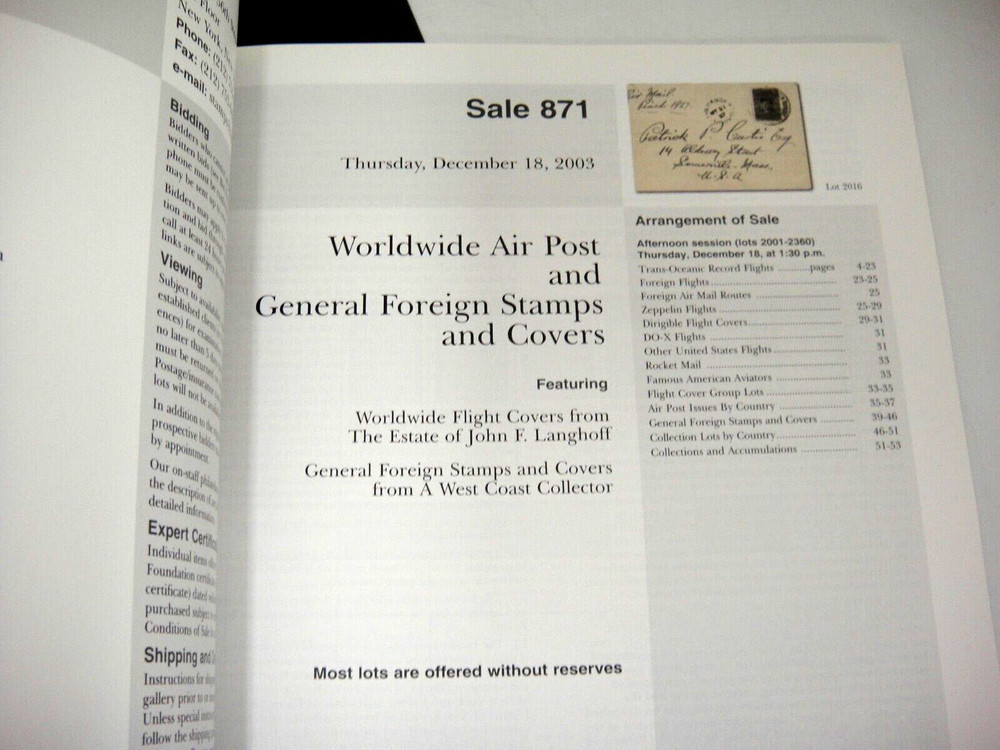 Siegel Auction Catalog w Prices Realized Worldwide Air Post Stamps & Covers 2003