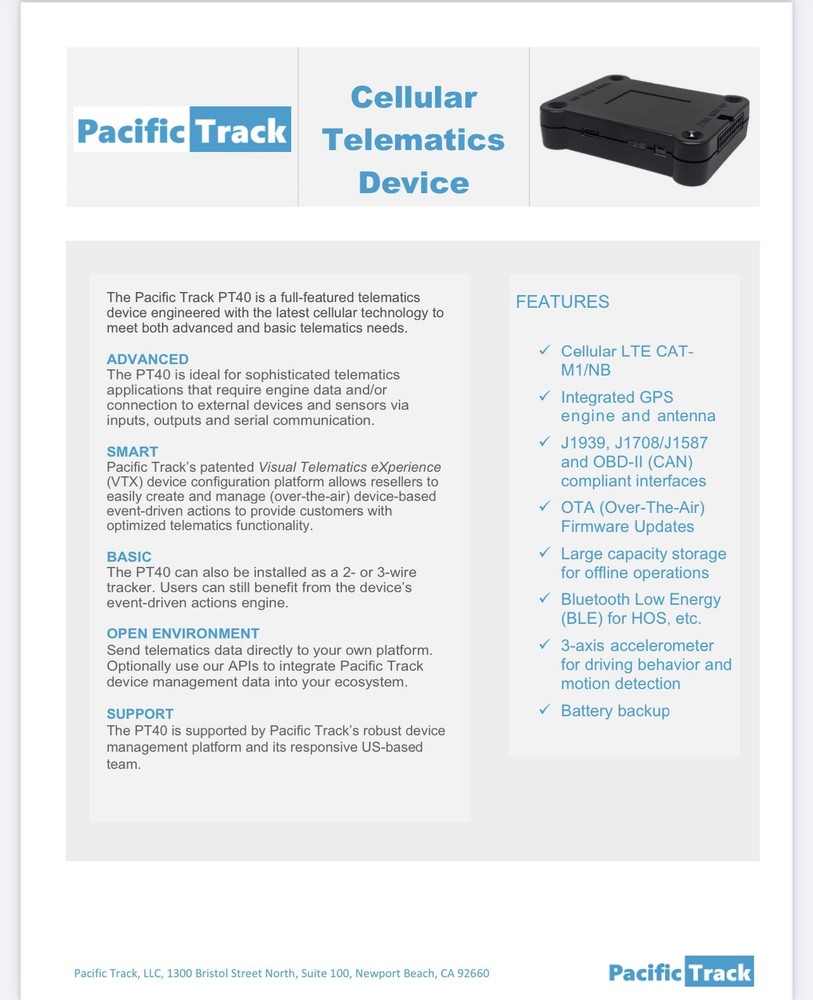 PT40-GPS Tracker+HOS ELD+OBDII Cable+DTC+Trouble Codes+Check Engine -SHIPS FAST