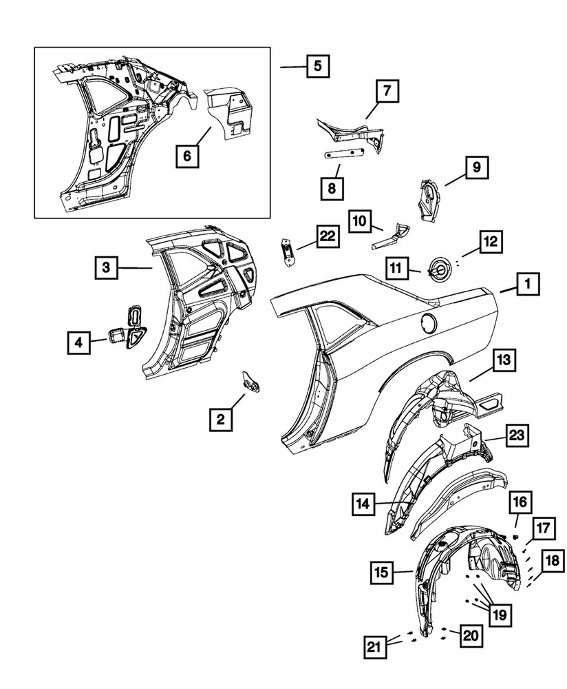 Genuine Mopar Quarter Panel Extension Left 68328283AA