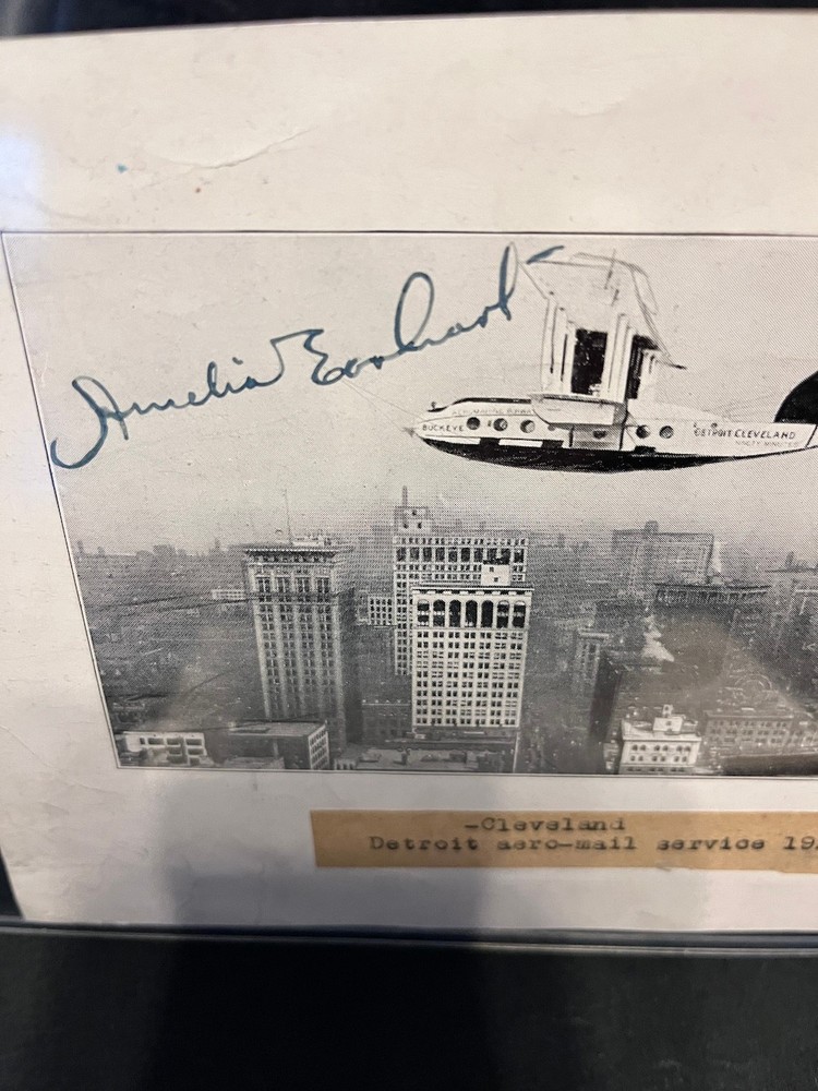 Amelia Earhart Signed Postcard W/Extras