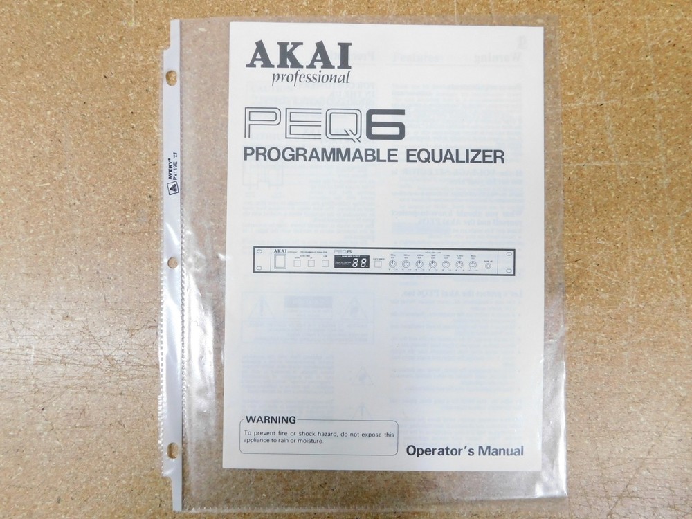 Akai PEQ6 Programmable Equalizer Operator's Manual (original)