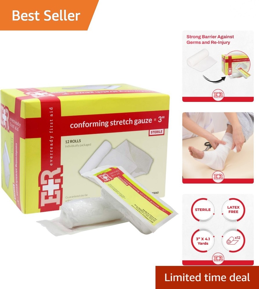 Convenient 12 Count Sterile Elastic Gauze Roll - Perfect for Dressing Changes
