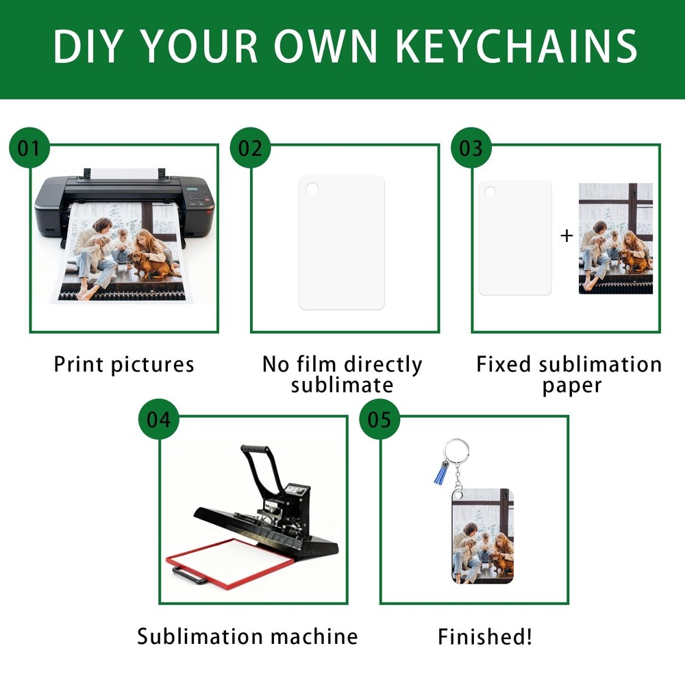 UJL 120pcs Sublimation Blanks Keychains Double Side Rectangle Blank Keychains...