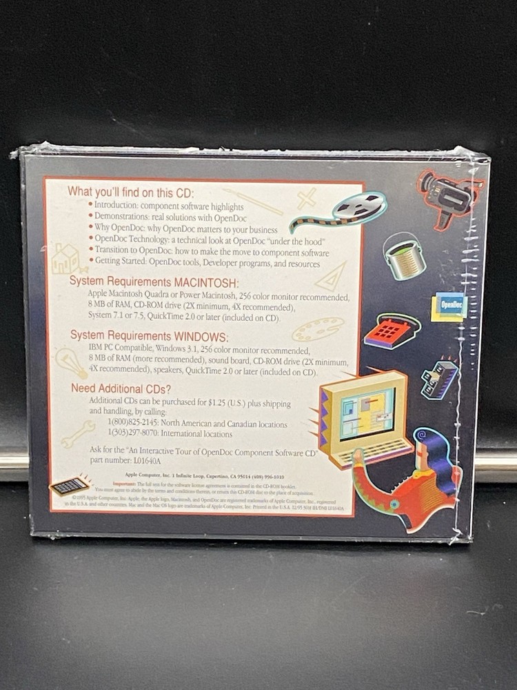 Vtg New 1995 Apple OpenDoc Interactive Tour Component Software CD MAC Windows