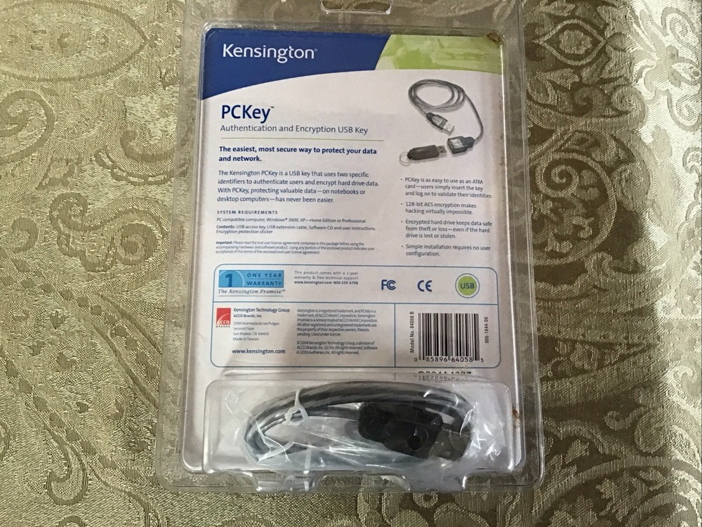 NEW Kensington PCKey 64058 USB Authentication & Encryption Key