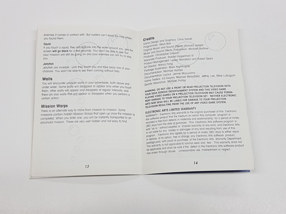 James Pond Authentic Sega Genesis Original Manual Only *