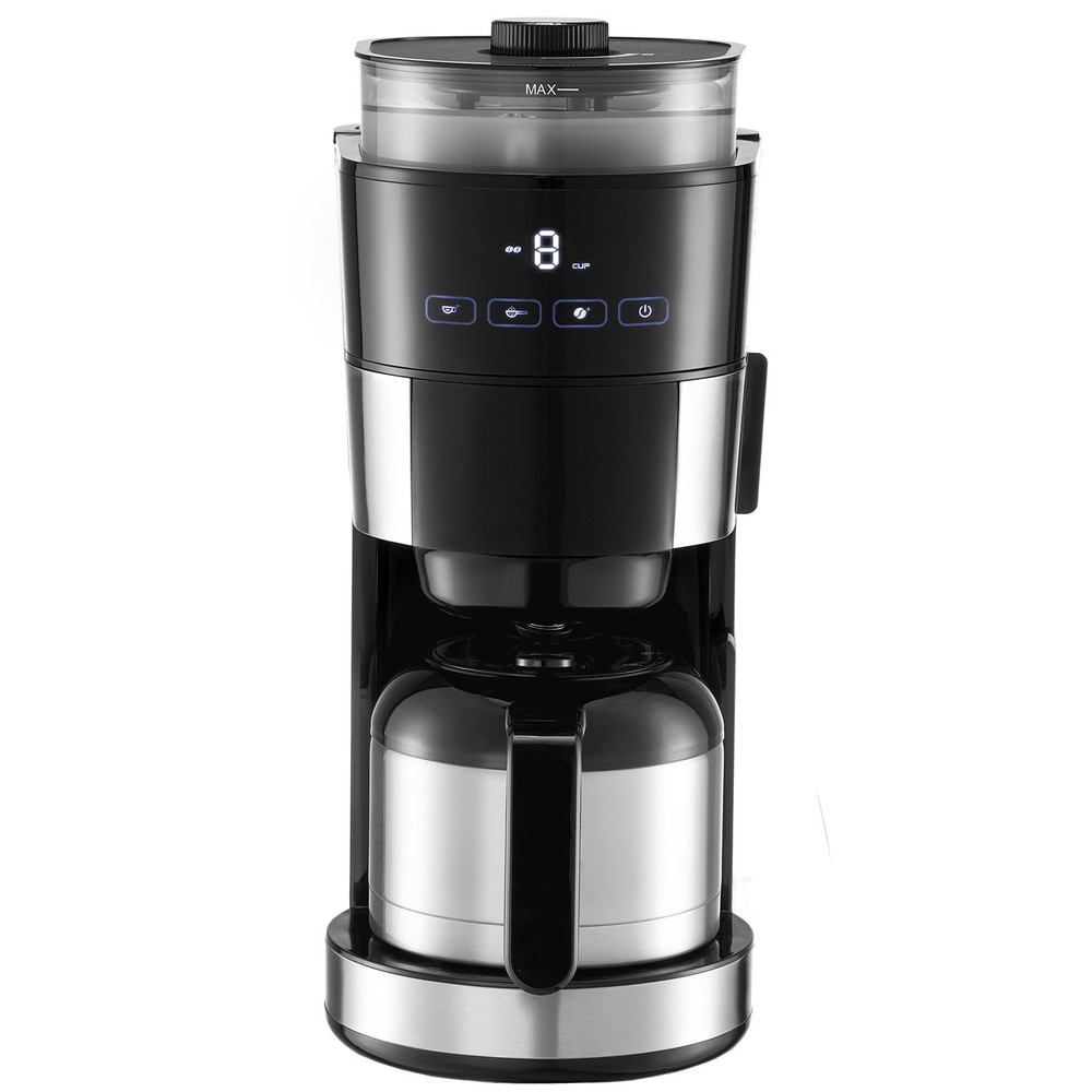 8 Cup Drip Coffee Machine Grind & Brew Coffee Maker w/ 3 Brew Strength Control