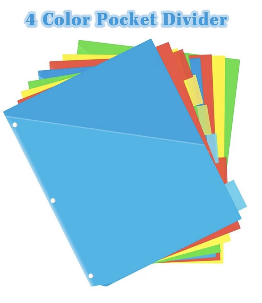24 PCS Multicolor Binder Dividers with 2 Pockets,multicolor for 3 Ring Binder