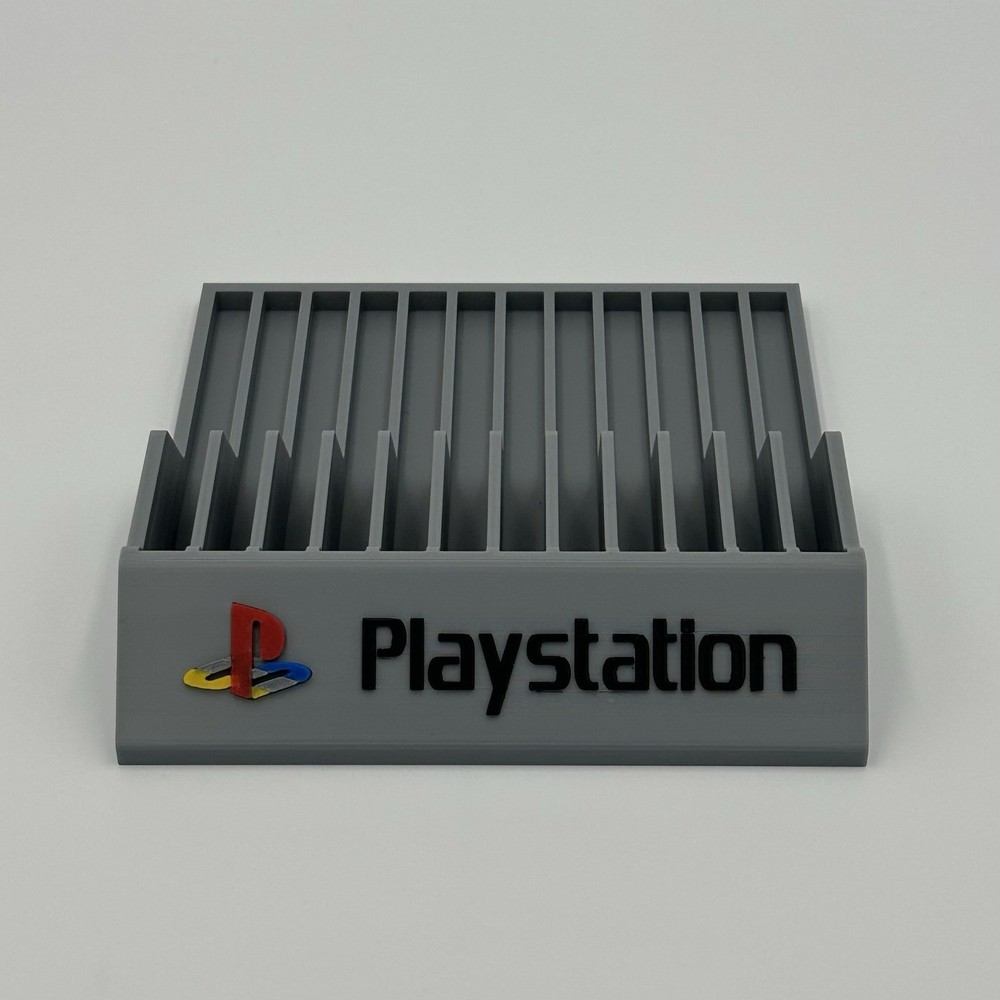 PS1 Style Game Storage Rack Display Stand Gray 3D Printed Holder